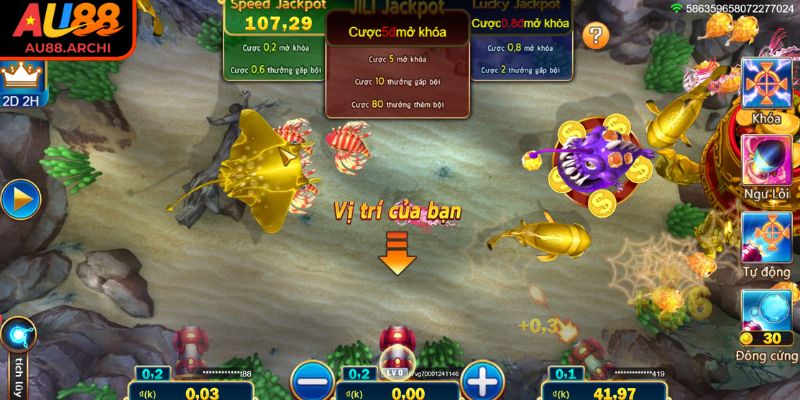 Hệ thống vũ khí trong Jackpot Đánh Cá AU88