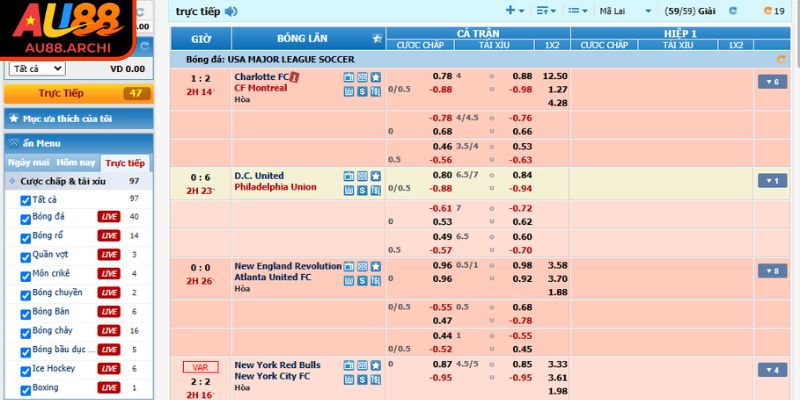 Kèo Nhà Cái AU88 - Trải Nghiệm Độc Quyền Và Hướng Dẫn Cụ Thể 3 Sử dụng tính năng update kèo trực tiếp
