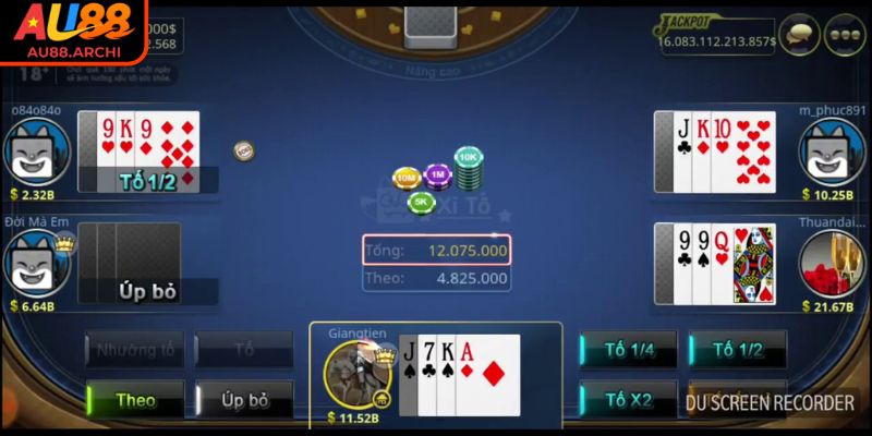 Thêm tiền khi chơi Xì Tố AU88